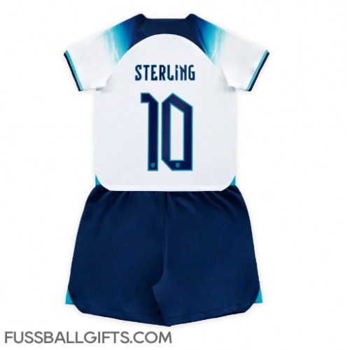 England Raheem Sterling #10 Fußballbekleidung Heimtrikot Kinder WM 2022 Kurzarm (+ kurze hosen)